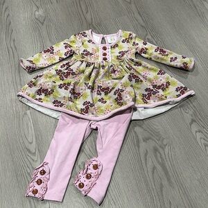 Swoon Baby Clothing Purple and green Floral Dress & ruffle button‎ leggings 18M